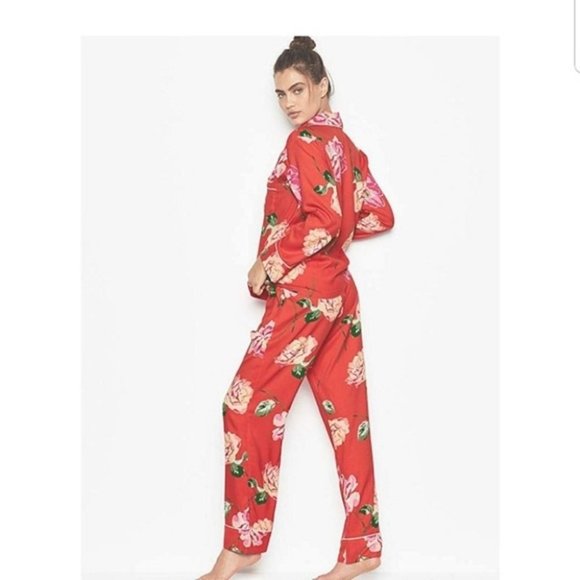 NEW VS Floral Satin Pajama Pocket Pant XLarge Long - Picture 3 of 4